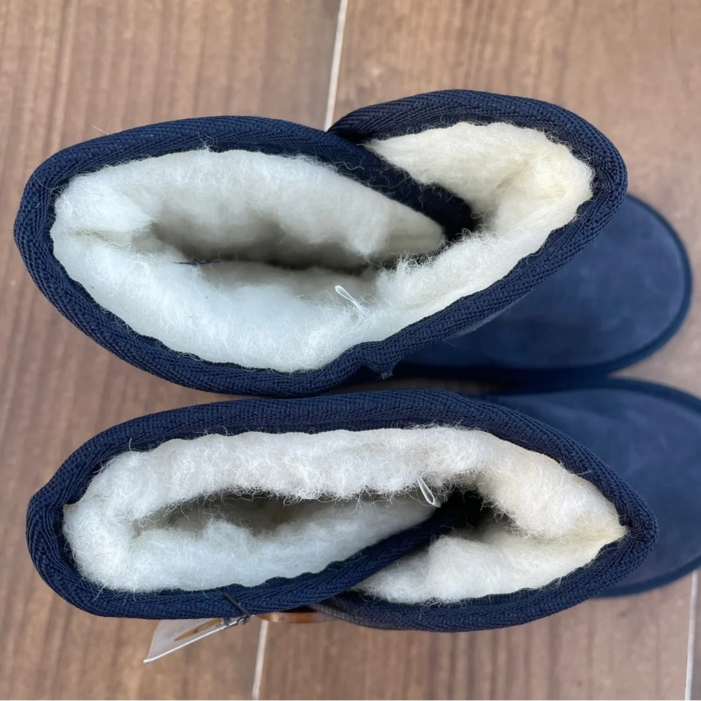 Ukala by Emu Girls AMELIA Blue Suede Leather Button Boots K3